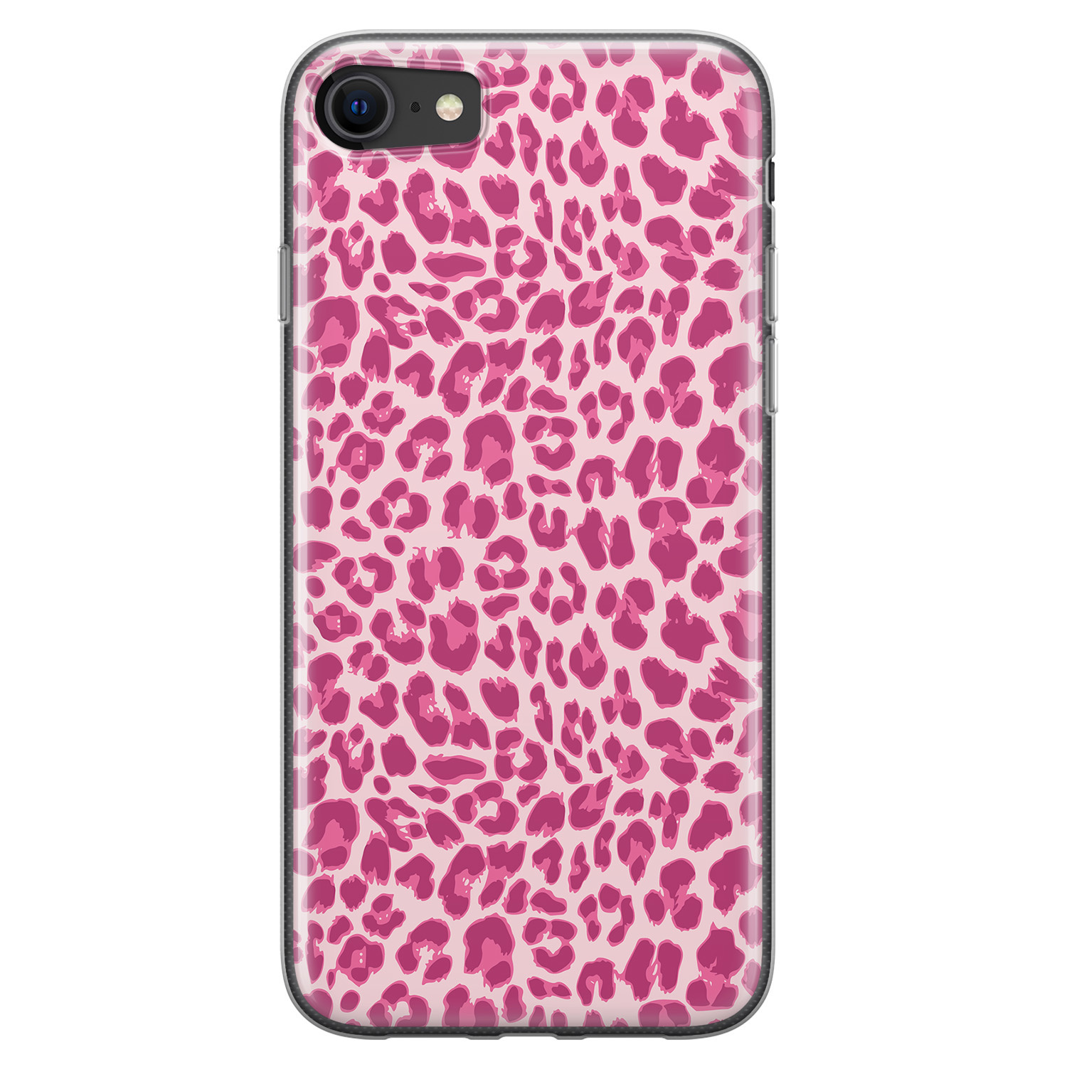 Leuke Telefoonhoesjes iPhone 8/7 siliconen hoesje - Luipaard roze