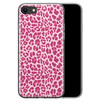 Leuke Telefoonhoesjes iPhone 8/7 siliconen hoesje - Luipaard roze