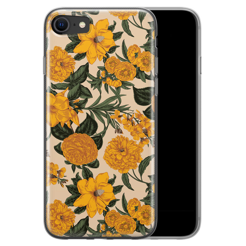 Leuke Telefoonhoesjes iPhone 8/7 siliconen hoesje - Retro flowers