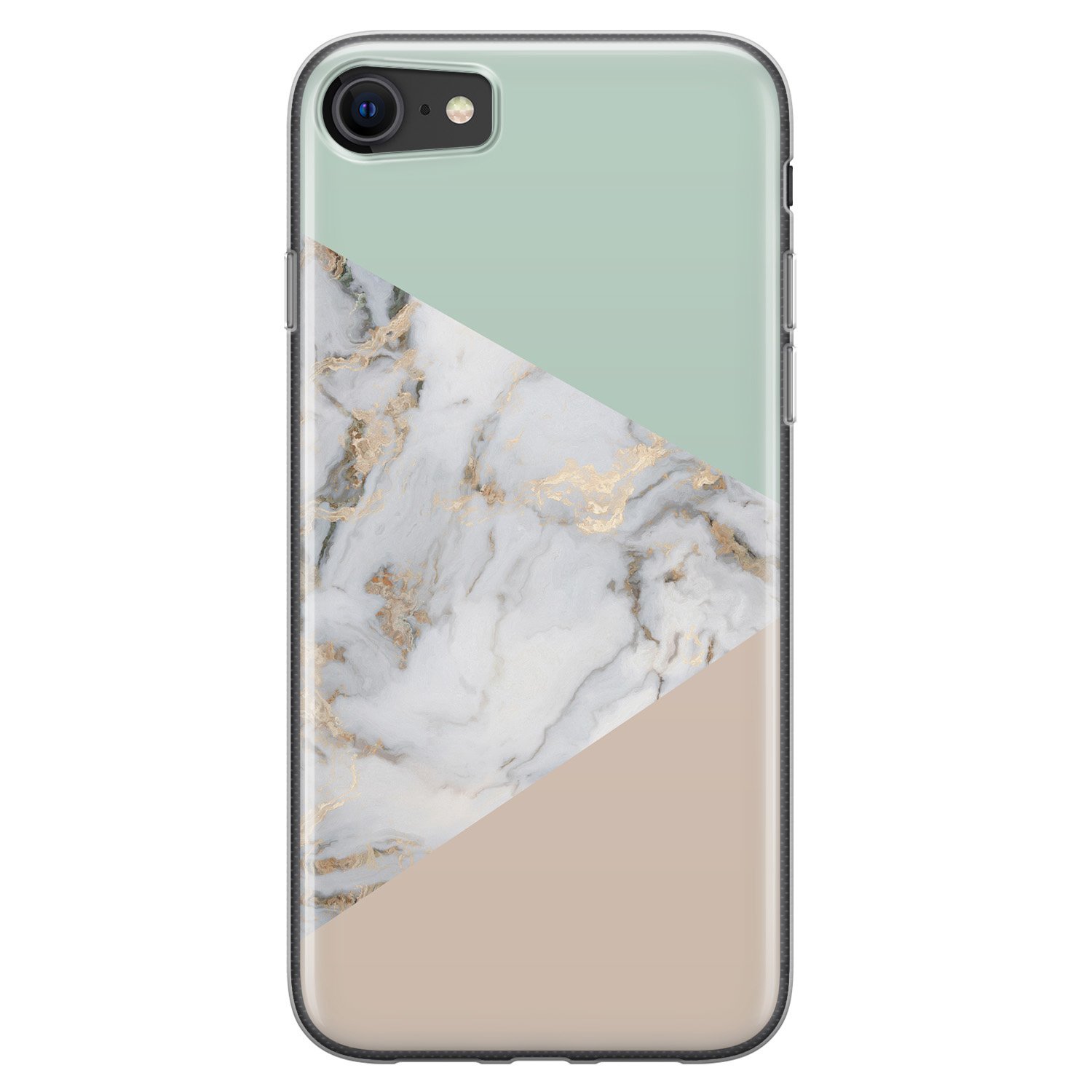 Leuke Telefoonhoesjes iPhone 8/7 siliconen hoesje - Marmer pastel mix