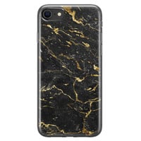 Leuke Telefoonhoesjes iPhone 8/7 siliconen hoesje - Marmer zwart goud