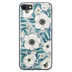 Leuke Telefoonhoesjes iPhone 8/7 siliconen hoesje - Witte bloemen