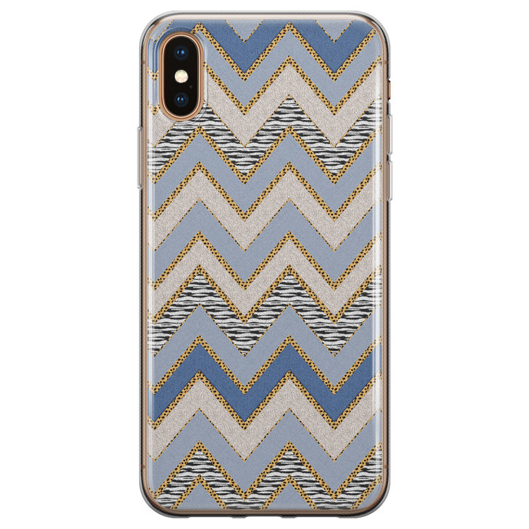 Leuke Telefoonhoesjes iPhone X/XS siliconen hoesje - Retro zigzag