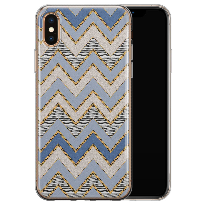 Leuke Telefoonhoesjes iPhone X/XS siliconen hoesje - Retro zigzag
