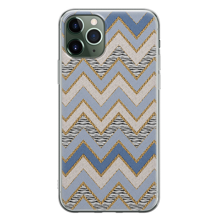 Leuke Telefoonhoesjes iPhone 11 Pro siliconen hoesje - Retro zigzag