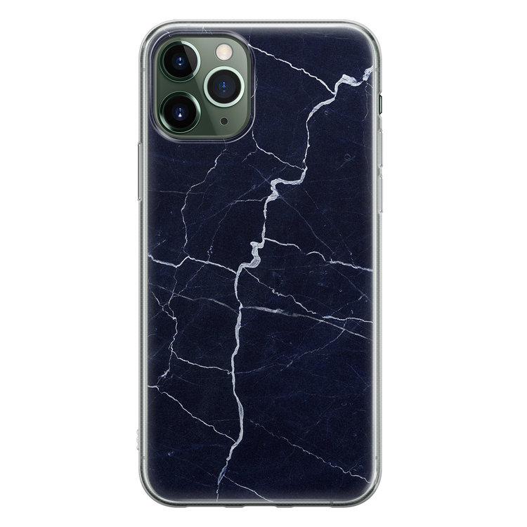 Leuke Telefoonhoesjes iPhone 11 Pro Max siliconen hoesje - Marmer navy blauw