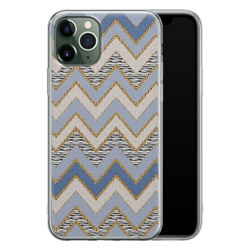 Leuke Telefoonhoesjes iPhone 11 Pro Max siliconen hoesje - Retro zigzag