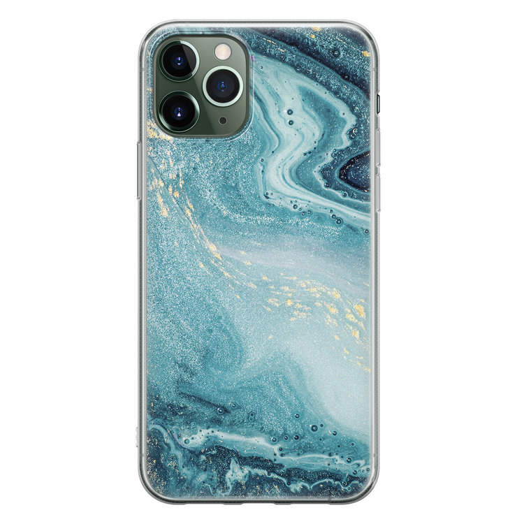 Leuke Telefoonhoesjes iPhone 11 Pro Max siliconen hoesje - Marmer blauw