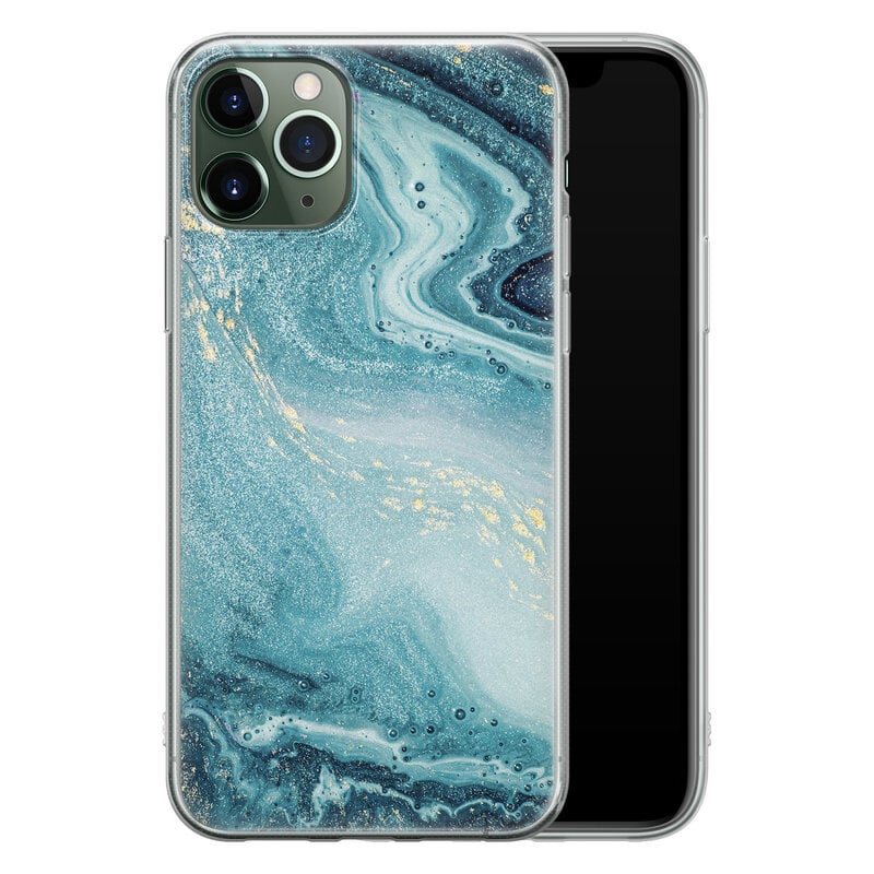 Leuke Telefoonhoesjes iPhone 11 Pro Max siliconen hoesje - Marmer blauw