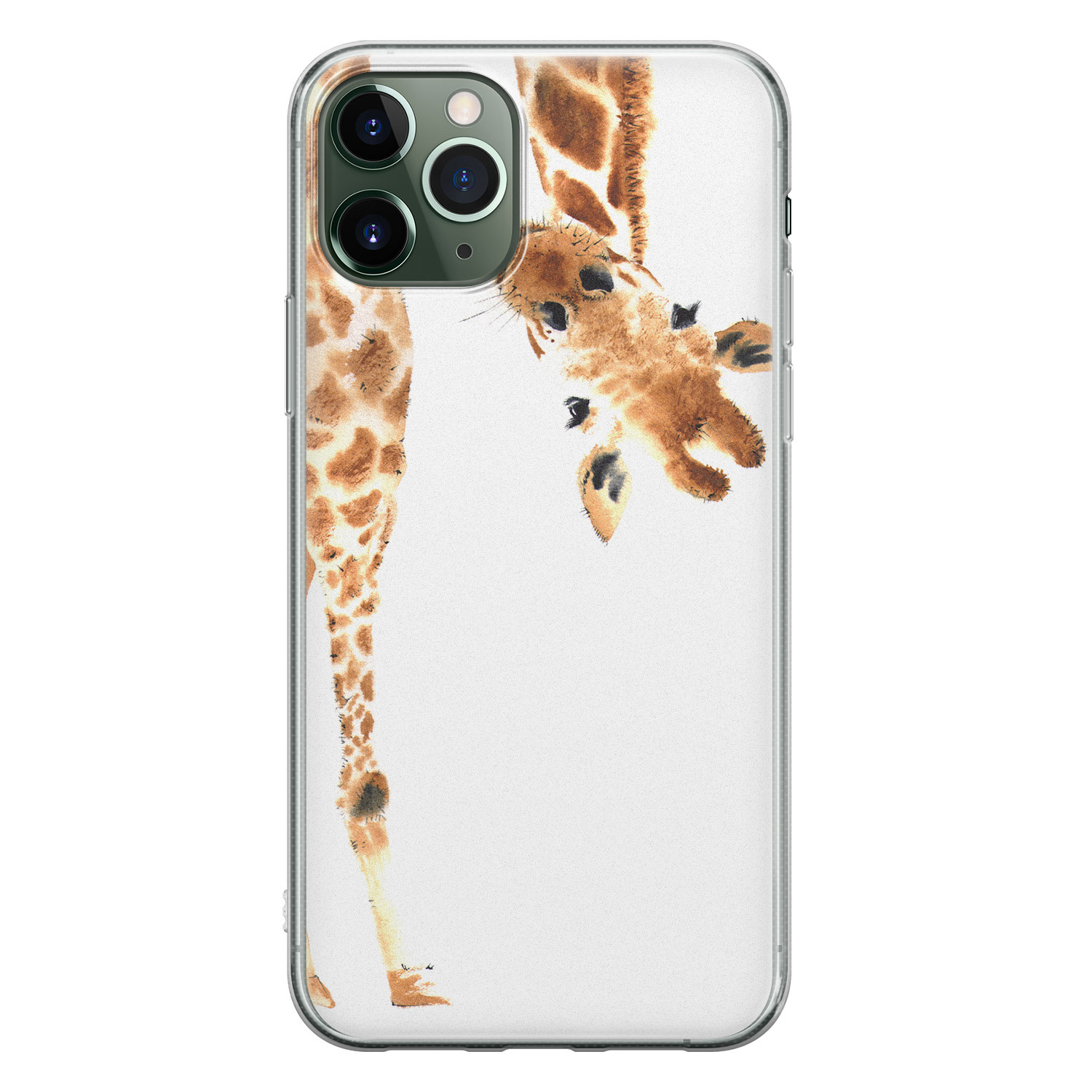 Leuke Telefoonhoesjes iPhone 11 Pro Max siliconen hoesje - Giraffe peekaboo