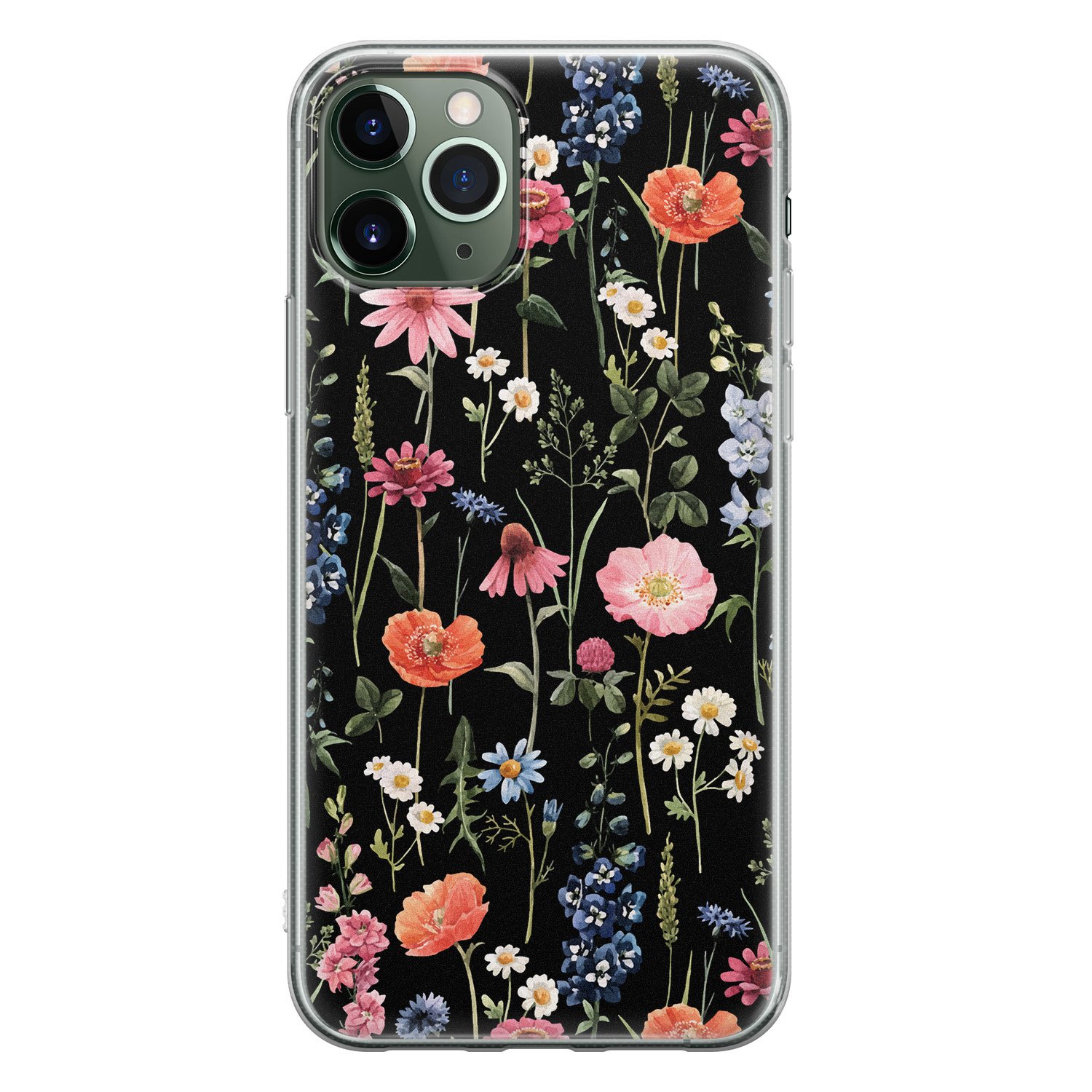 Leuke Telefoonhoesjes iPhone 11 Pro Max siliconen hoesje - Dark flowers