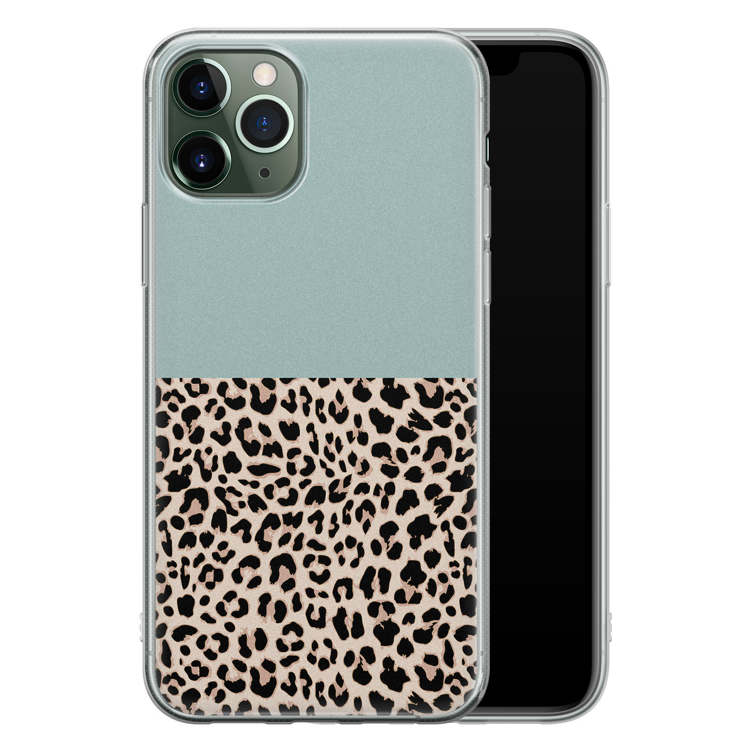 Leuke Telefoonhoesjes iPhone 11 Pro Max siliconen hoesje - Luipaard mint