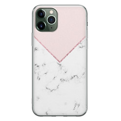 Leuke Telefoonhoesjes iPhone 11 Pro Max siliconen hoesje - Marmer roze grijs