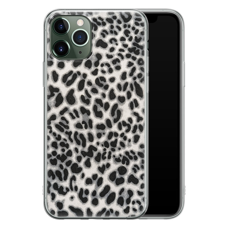 Leuke Telefoonhoesjes iPhone 11 Pro Max siliconen hoesje - Luipaard grijs