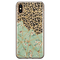 Leuke Telefoonhoesjes iPhone XS Max siliconen hoesje - Luipaard flower print