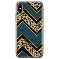 Leuke Telefoonhoesjes iPhone XS Max siliconen hoesje - Luipaard zigzag