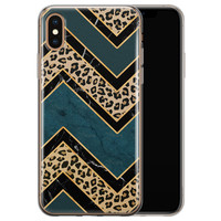 Leuke Telefoonhoesjes iPhone XS Max siliconen hoesje - Luipaard zigzag