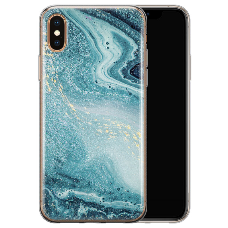 Leuke Telefoonhoesjes iPhone XS Max siliconen hoesje - Marmer blauw