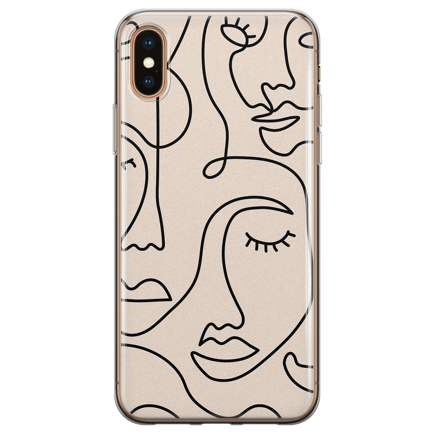 Leuke Telefoonhoesjes iPhone XS Max siliconen hoesje - Abstract gezicht lijnen