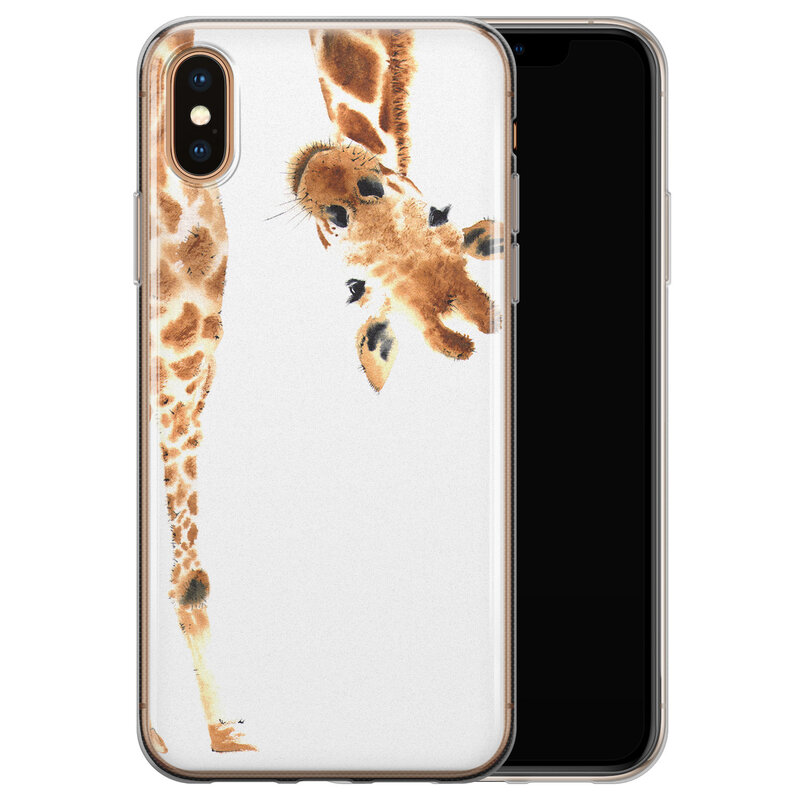 Leuke Telefoonhoesjes iPhone XS Max siliconen hoesje - Giraffe peekaboo