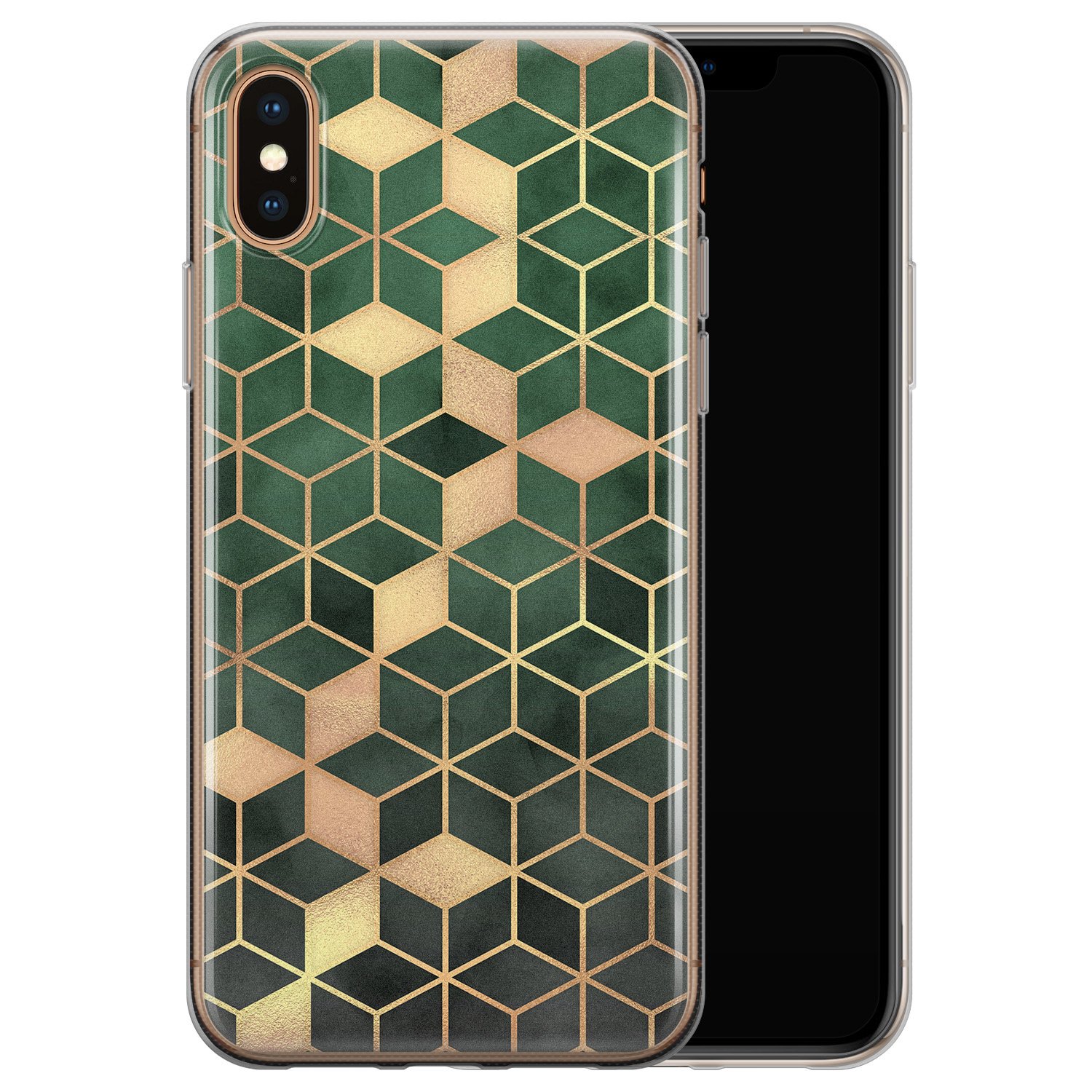 Leuke Telefoonhoesjes iPhone XS Max siliconen hoesje - Green cubes