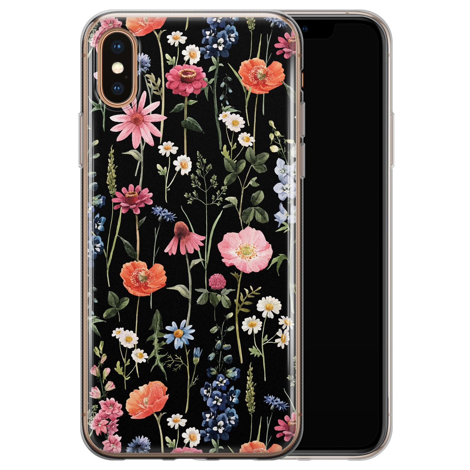 Leuke Telefoonhoesjes iPhone XS Max siliconen hoesje - Dark flowers