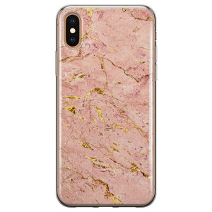 Leuke Telefoonhoesjes iPhone XS Max siliconen hoesje - Marmer roze goud