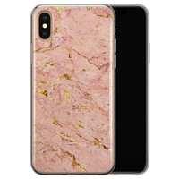 Leuke Telefoonhoesjes iPhone XS Max siliconen hoesje - Marmer roze goud
