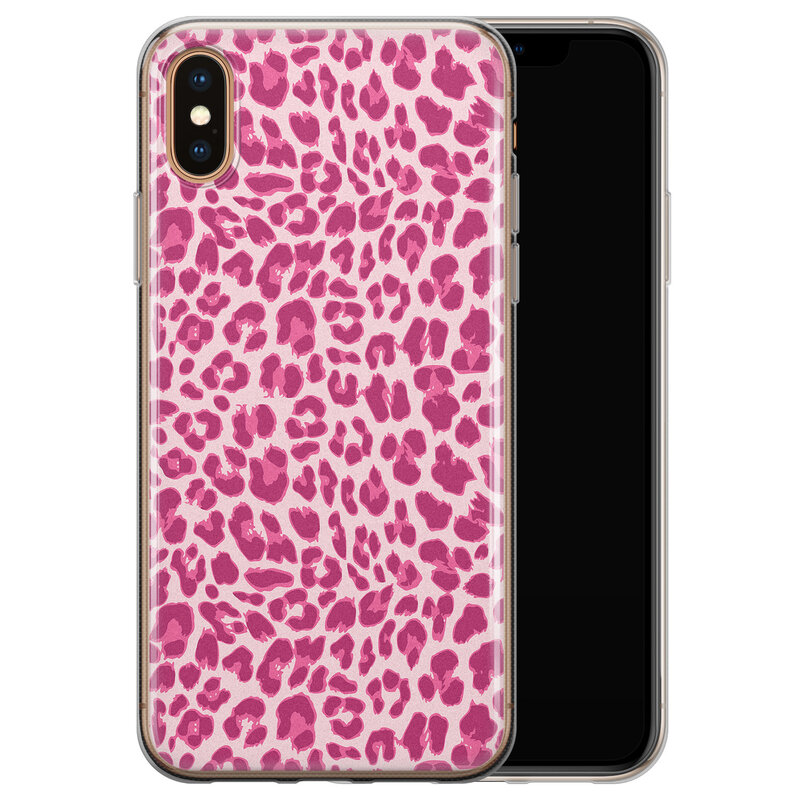 Leuke Telefoonhoesjes iPhone XS Max siliconen hoesje - Luipaard roze