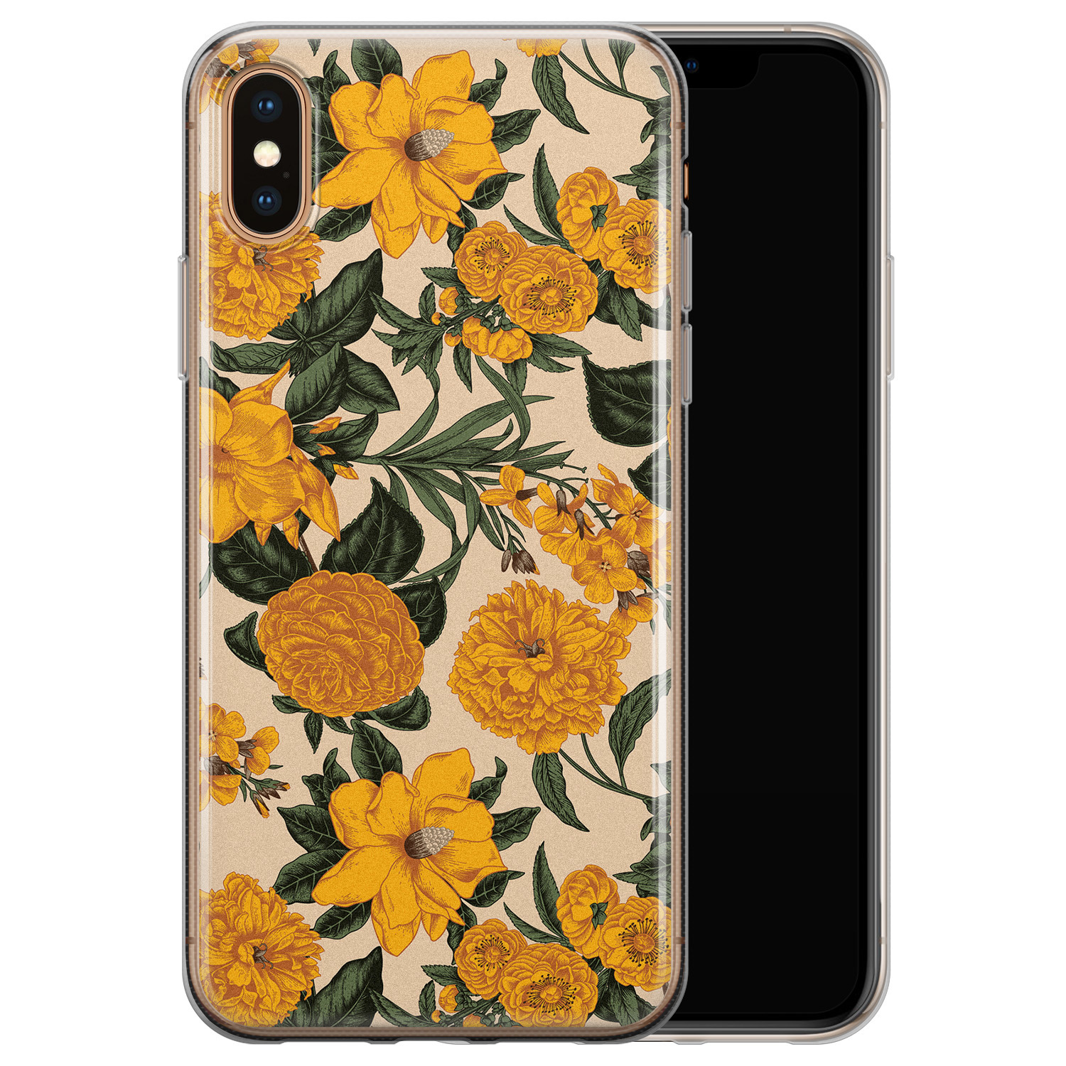 Leuke Telefoonhoesjes iPhone XS Max siliconen hoesje - Retro flowers