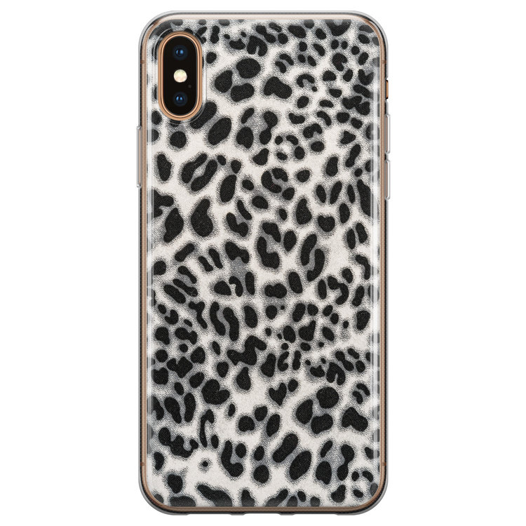 Leuke Telefoonhoesjes iPhone XS Max siliconen hoesje - Luipaard grijs