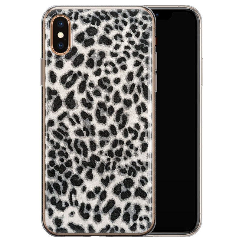 Leuke Telefoonhoesjes iPhone XS Max siliconen hoesje - Luipaard grijs