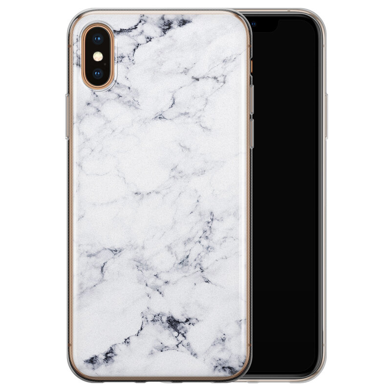 Leuke Telefoonhoesjes iPhone XS Max siliconen hoesje - Marmer grijs
