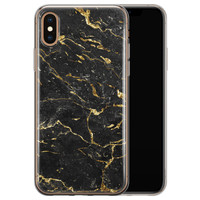Leuke Telefoonhoesjes iPhone XS Max siliconen hoesje - Marmer zwart goud