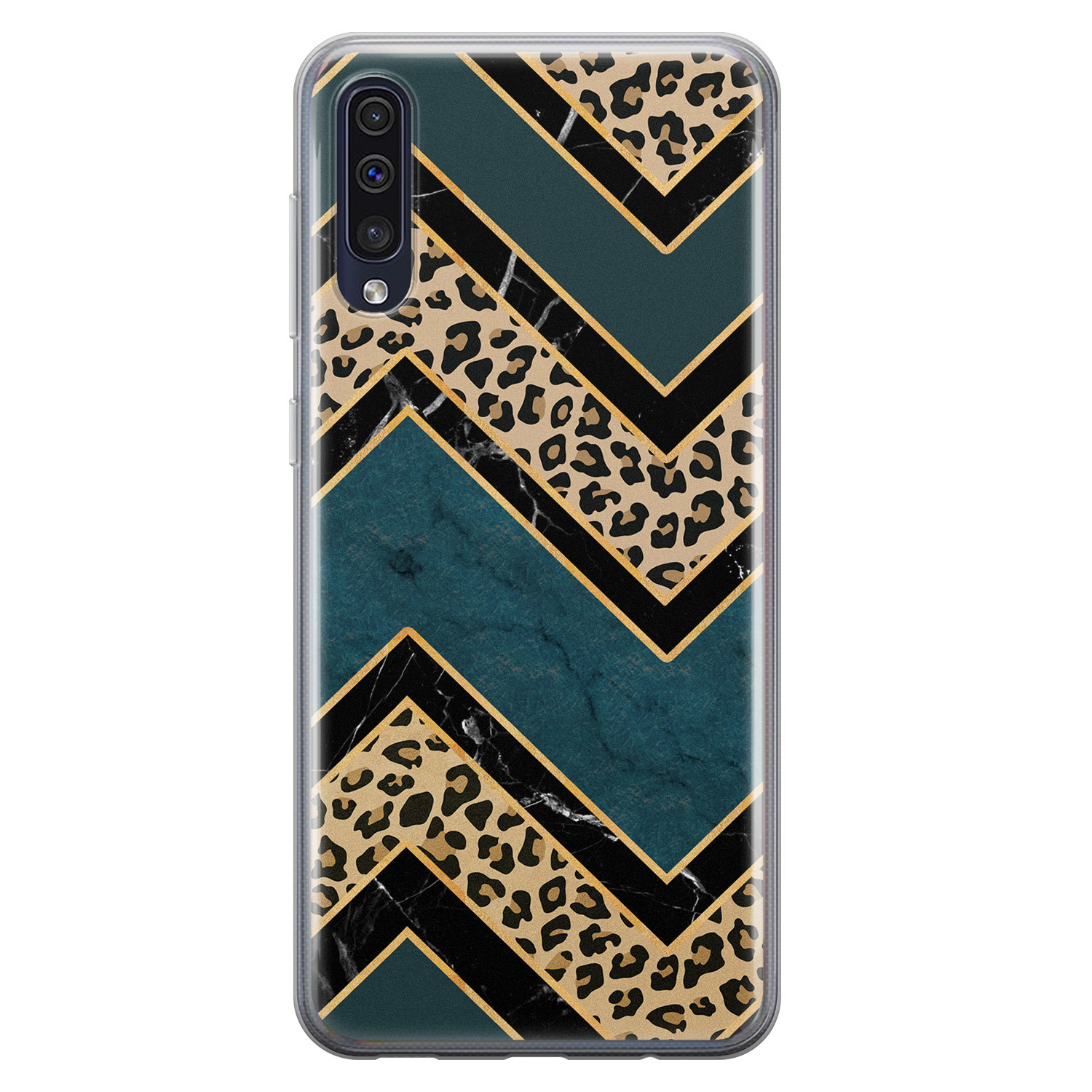 Leuke Telefoonhoesjes Samsung Galaxy A70 siliconen hoesje - Luipaard zigzag