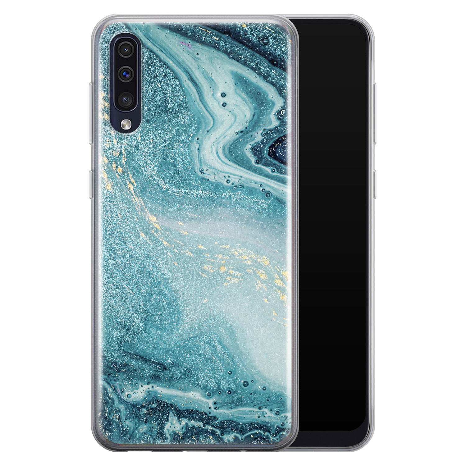 Leuke Telefoonhoesjes Samsung Galaxy A70 siliconen hoesje - Marmer blauw