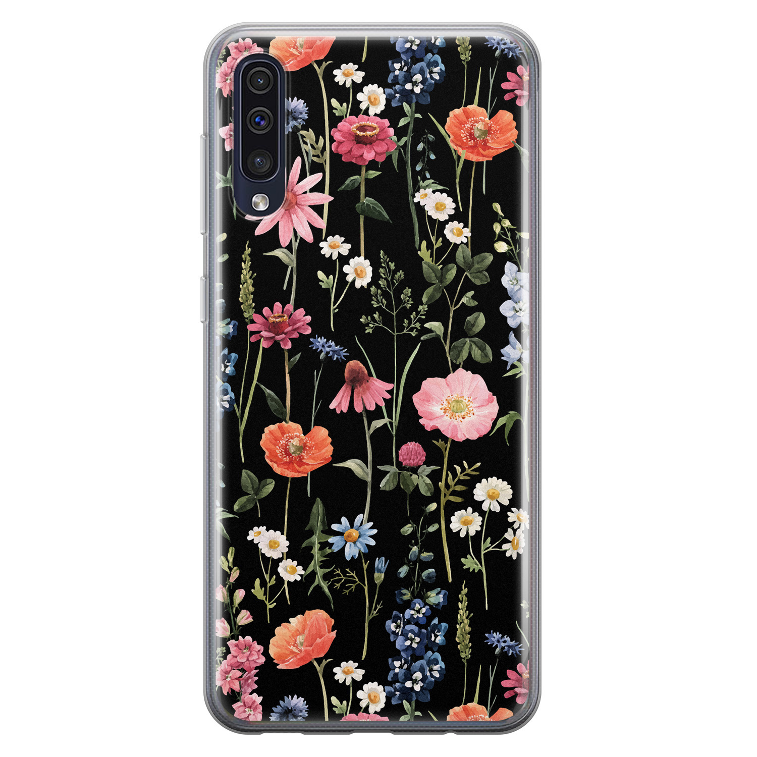 Leuke Telefoonhoesjes Samsung Galaxy A70 siliconen hoesje - Dark flowers