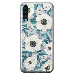 Leuke Telefoonhoesjes Samsung Galaxy A70 siliconen hoesje - Witte bloemen