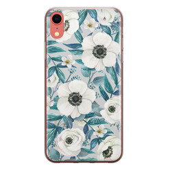 Leuke Telefoonhoesjes iPhone XR siliconen hoesje - Witte bloemen