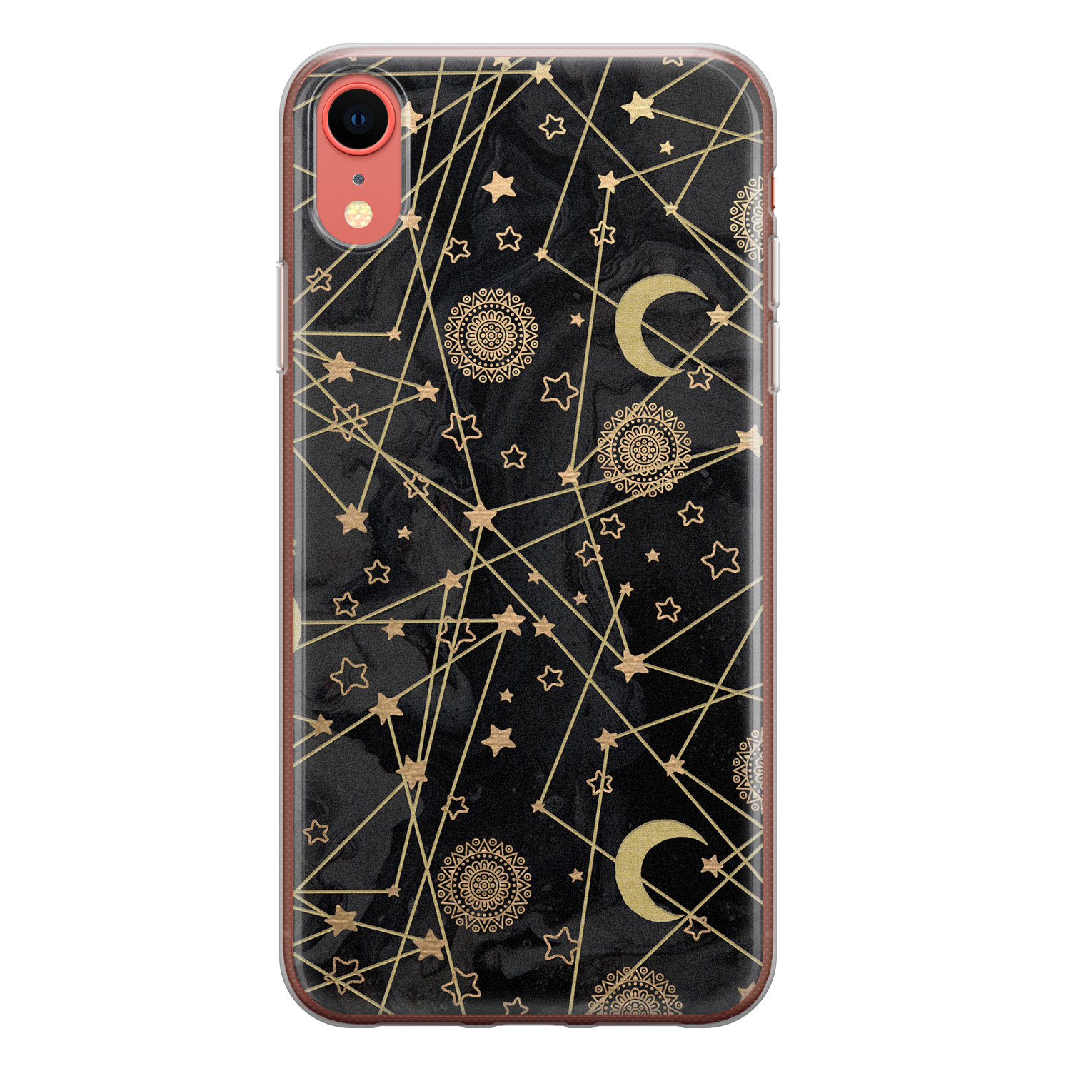 Leuke Telefoonhoesjes iPhone XR siliconen hoesje - Sun, moon, stars