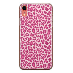 Leuke Telefoonhoesjes iPhone XR siliconen hoesje - Luipaard roze