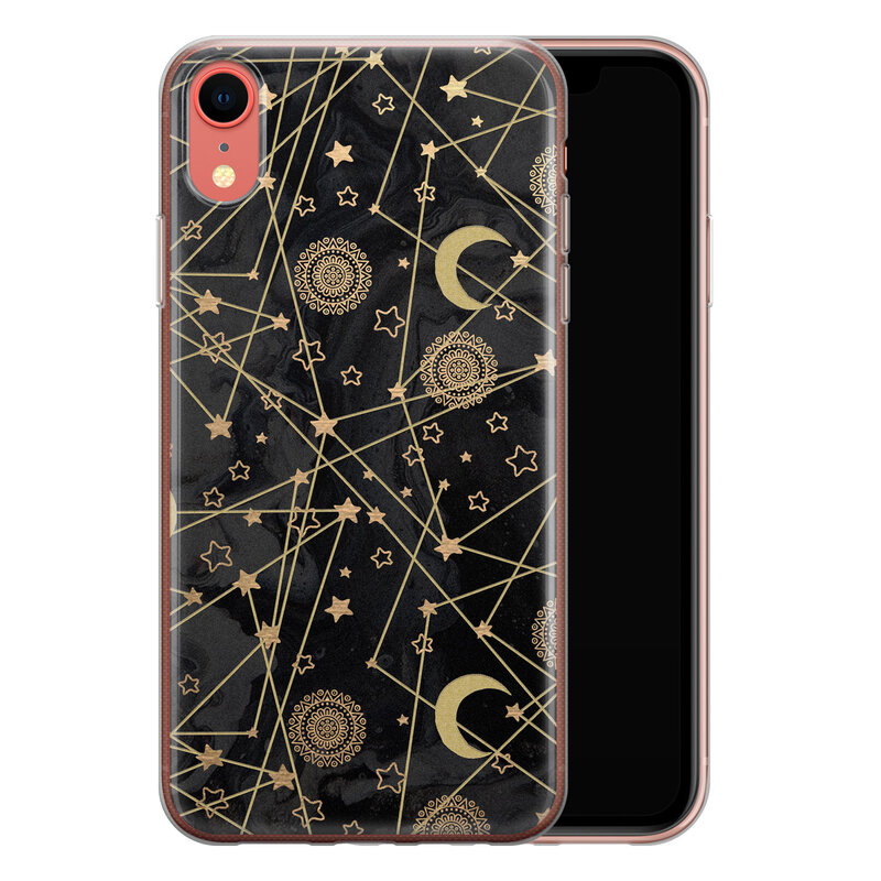 Leuke Telefoonhoesjes iPhone XR siliconen hoesje - Sun, moon, stars