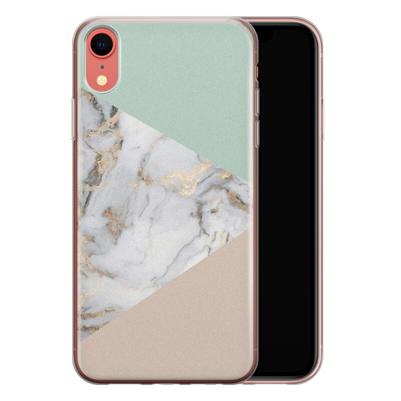 Leuke Telefoonhoesjes iPhone XR siliconen hoesje - Marmer pastel mix