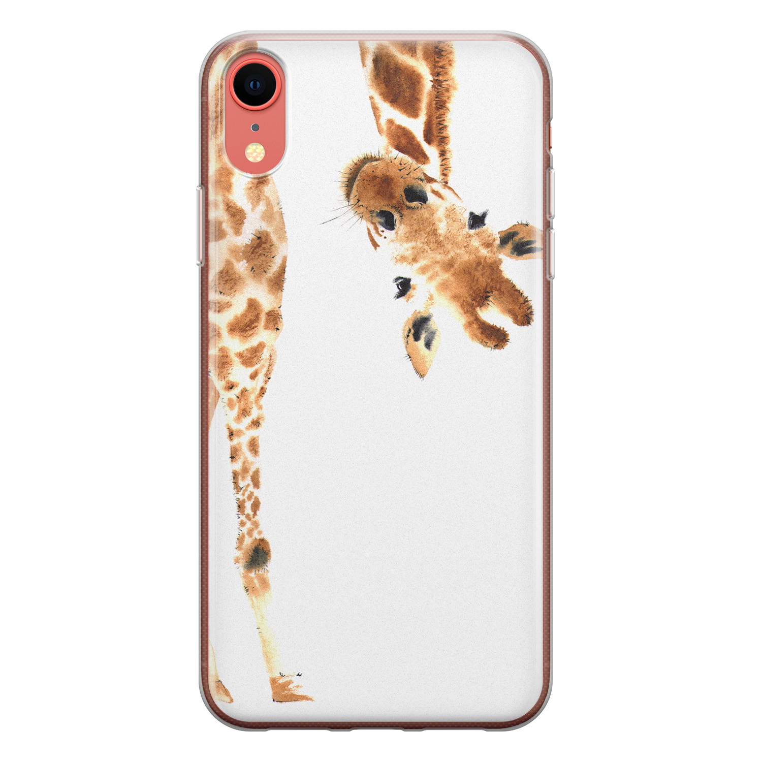 Leuke Telefoonhoesjes iPhone XR siliconen hoesje - Giraffe peekaboo