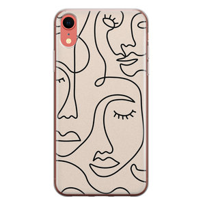 Leuke Telefoonhoesjes iPhone XR siliconen hoesje - Abstract gezicht lijnen
