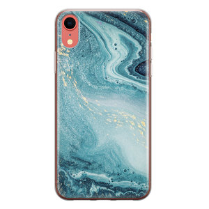 Leuke Telefoonhoesjes iPhone XR siliconen hoesje - Marmer blauw