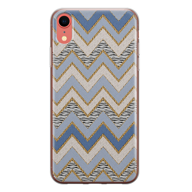 Leuke Telefoonhoesjes iPhone XR siliconen hoesje - Retro zigzag