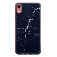 Leuke Telefoonhoesjes iPhone XR siliconen hoesje - Marmer navy blauw