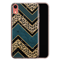 Leuke Telefoonhoesjes iPhone XR siliconen hoesje - Luipaard zigzag