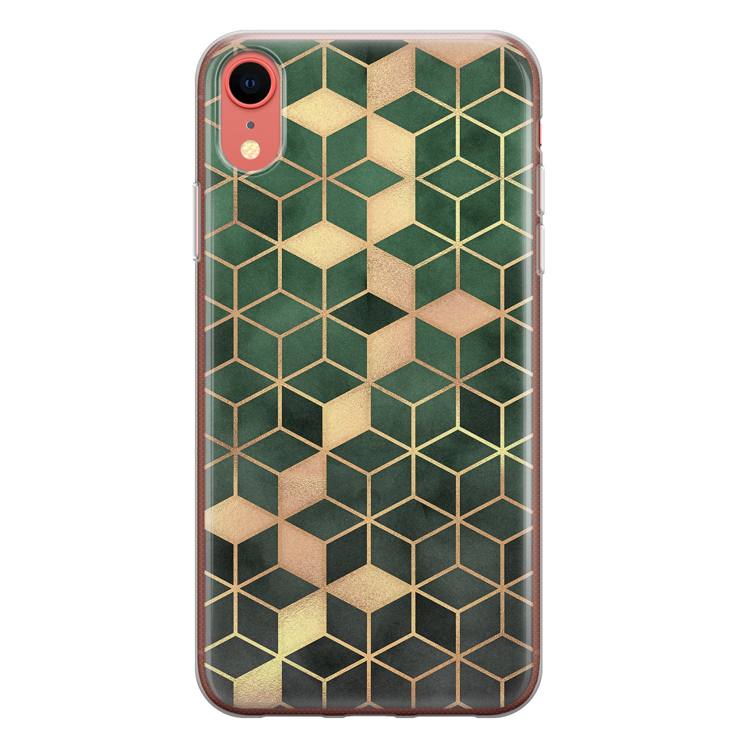 Leuke Telefoonhoesjes iPhone XR siliconen hoesje - Green cubes
